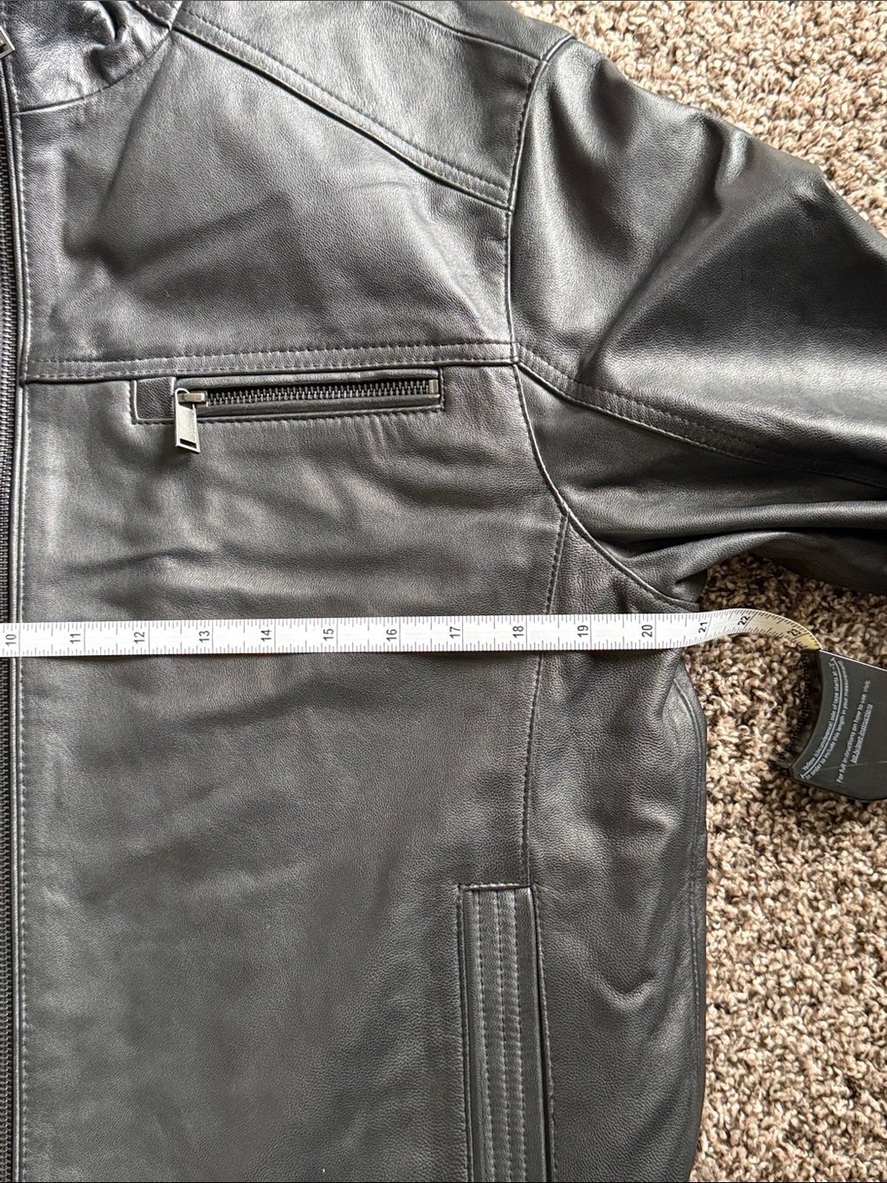 Men's Vintage Black Leather Zip-Up Bomber Jacket - Picture 9 of 9